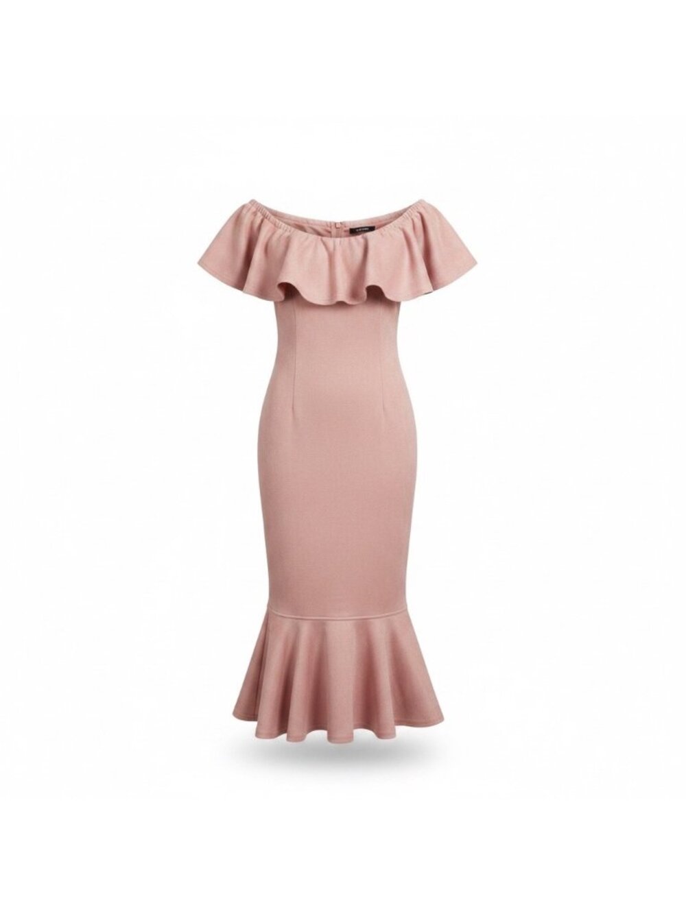 Fashion Nova Womens Pink Off Shoulder Ruffle Cocktail Mermaid Dress Size M